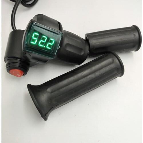 Universal Half Twist Throttle Accelerator12-120v For Electric Scooter Ebike With Led Digital Voltage Indicator&Light Horn Switch