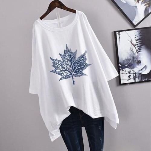 Funny Maple Leaf Printed Tops Women T Shirt Loose Harajuku Kawaii Short Sleeve Punk Ulzzang Female T Shirt Uzzlang Female Shirts
