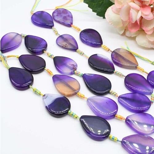 1 strands/lot Smooth water drop shape Purple Agate loose natural stone beads,For Necklace Bracelets Jewelry Making DIY 15"