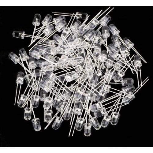 100Pcs 5mm White Ultra-Bright LED Light Lamp Emitting Diodes 15000MCD Worldwide Store In Stock Drop Shipping