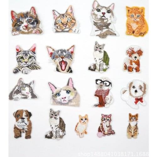 100pcs/lot Embroidery Patch Cat Dog Pocket Animals Clothing Decoration Sewing Accessories Craft Diy Iron Heat Transfer Applique