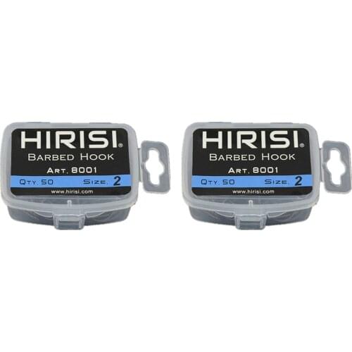 HIRISI 100Pcs Barbed Coated Carp Fishing Hooks with Eye Design Made By Carbon Steel 8001 6 & 2