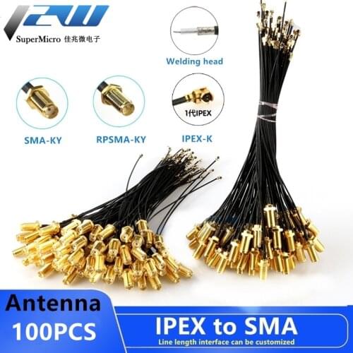 100PCS SMA Connector Cable Female to uFL/u.FL/IPX/IPEX UFL to SMA Female RG1.13 Antenna RF Cable Assembly RP-SMA-K