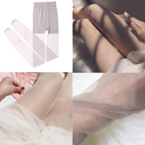 2Pcs Womens Sparkle Stockings Pantyhose Ultrathin High Waist Tights Tulle