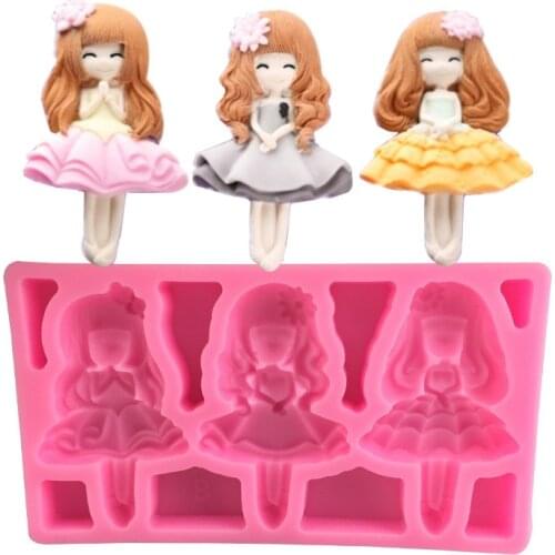 3 even girl silicone mold decoration tools, chocolate mold cake, Gumpaste mold, Sugarcraft, kitchen utensils