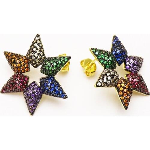 5 Pairs Cubic zirconia Star stud earrings Colorful zirconia earrings women jewelry stud earrings Gift for women jewelry 51298