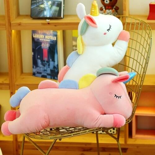 60-100cm Soft Giant Unicorn Plush Toys Stuffed Unicornio Doll Animal Horse Toys For Children Girl Long Bed Pillow Birthday Gifts