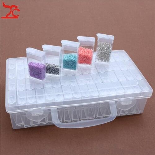 64Pcs Beads Container Rhinestone Diamond Storage Accessory Box Diamond Painting Convenience Tools DIY Beads Chain Plastic Box