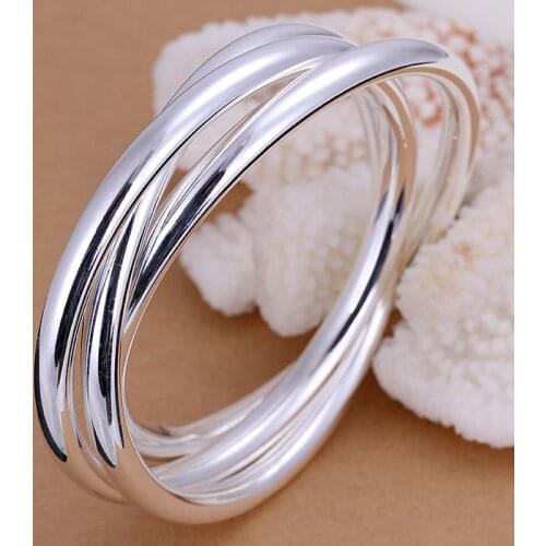 B047 silver fashion jewelry 925 jewelry silver plated bangle bracelet Triple Ring Bangle /YQKNZVWJ SDZVQEZS