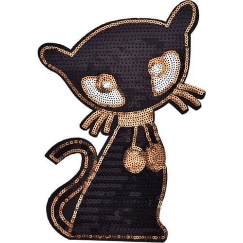 Sequins Sexy Pussy Cat Patch Applique Embroidery Deal With It Stickers For Clothes T-shirt/Dress/Jeans/Coat Iron On Patches