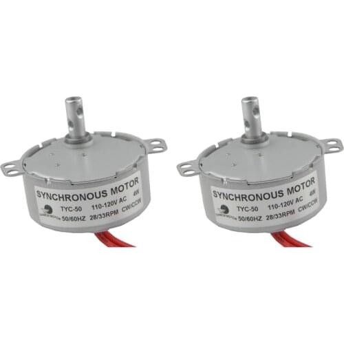 CHANCS 2PCS TYC-50 Synchron Motor 110V AC 28-33RPM CW/CCW Geared Motor Turntable Gear Box for Microwave Oven