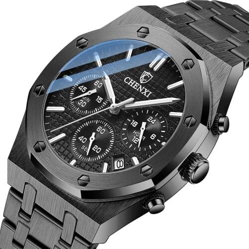 Watch Mens Chronograph Sports Stainless Steel Waterproof Multifunctional Automatic Date Business Casual Clock Relogio Masculino