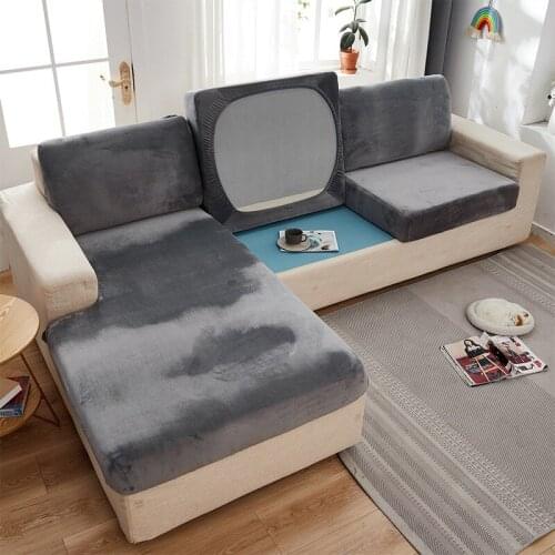 Sofa Cushion Cover Chair Cover Pet Childrens Furniture Protective Cover Fleece Elastic Washable Movable Sofa Cover 1/2/3/4 Seat