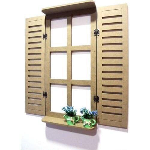 Wooden New Design Wood Louver Window Solid Decorative Wall Decoration Flower Rack Wood Design Rack Window Wall Hanger
