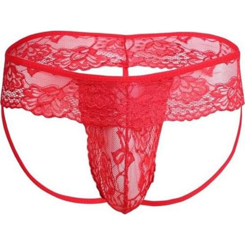 Mens Sexy Lingerie Underwear Lace Mesh G-string Thongs Panties Briefs Erotic Men Underwear Mens Underpants