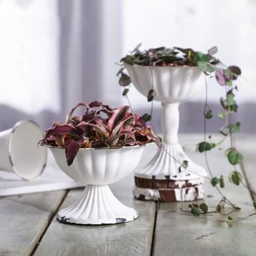 Classic Flower Pot Special Iron Cup White Small Plant Pot Green Plant Succulent Cactus Pots Home Garden Decoration ваза