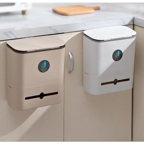 Kitchen sliding cover trash can household cupboard door wall mounted toilet toilet living room hanging creative storage basket