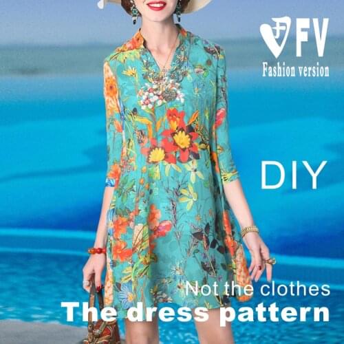 Summer skirt pattern womens small V-neck dress garment sewing drawings pattern making BLQ-372