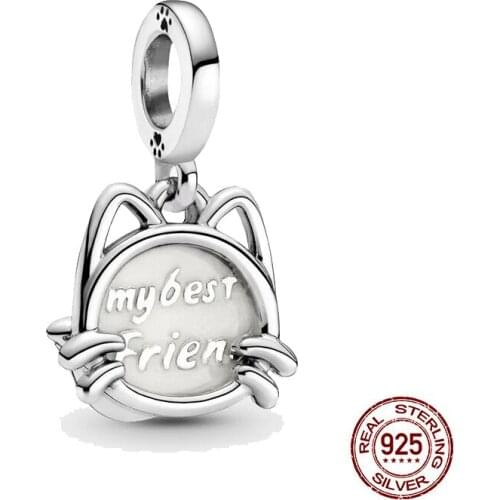 Cute Animal Collection Silver Color My Pet Cat Dangle Charm Beads Fit for Original Pandora Bracelet Necklace DIY Jewelry