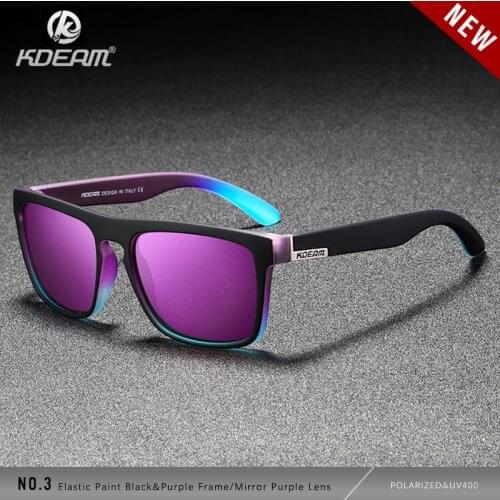 KDEAM Fashion Plastic Square Polarized Sunglasses Man Classic Brand Design Shades Sport Mirror UV400 Sunglass With Box