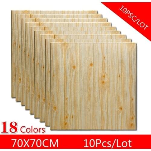 3D Stereo Wall Stickers Waterproof Moisture Proof Mildew Foam Wallpaper Self-adhesive Decorative Ceiling Wood Grain Stickers