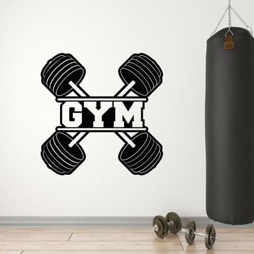 Gym Wall Stickers Room Wall Decor Fitness Bodybuilding Iron Sports Vinyl Decal Stickers Mural Boys Men Bedroom Decoration X03