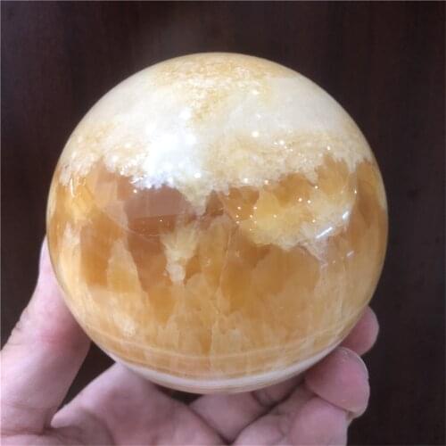 Natural Crystals Quartz Honey Calcite Sphere Energy Ball Reiki Stones Room Home Office Aquarium Decoration Accessories Gemstone