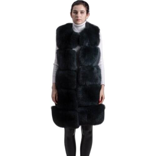 QIUCHEN Real Fur PJ8034 2021 New Model Vest Winter Women Gilet High-end Fox Coat Fashion Wholesale Covered Button Sleeveless