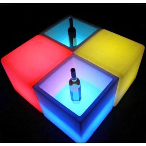 Outdoor/Indoor Cordless SEMI-STORAGE LED CUBE 16" Remote Control RGB Color Changing Glow Furniture Ice Bucket Flower Pot Planter