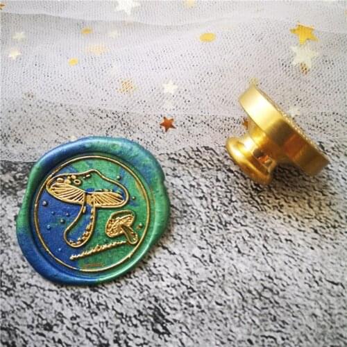 Mushroom wax seal stamp kit, journal sealing wax, journal decorative wax stamp, brass mushroom wax stamp, envelop stamp