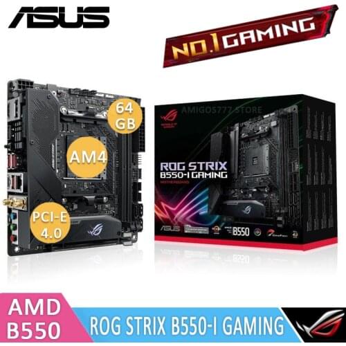 Socket AM4 Asus ROG STRIX B550-I GAMING Motherboard AMD Ryzen DDR4 64GB M.2 SSD CHAI Overlocking B550 Placa-Mãe AM4 Mini-ITX New