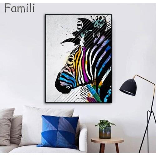 Zebra Animal Nordic Abstract Wall Pictures for Living Room Art Decoration Pictures Scandinavian Canvas Painting Prints No Frame