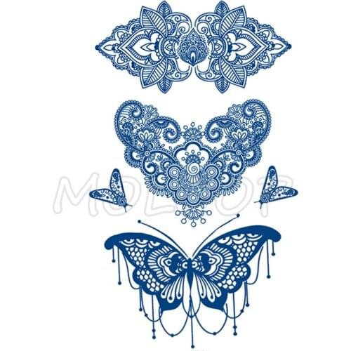 Juice Tattoo Sticker Butterfly Datura Flower Style Waterproof Temporary Makeup Fake Tatoo for Women Men Lasting To 5 -15 Days