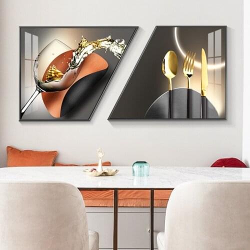 Modern Nordic restaurant decorative painting creative simple trapezoid wall pendant fashion luxury home decoration accessories