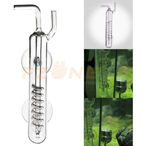 Aquarium Spiral CO2 Diffuser Spiral Glass Bubble Counter Atomizer Tank For Planted Tank With Suction Cup