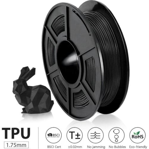 Fast Delivery 3D Printer TPU Filament 0.5kg 1.75mm Tolerance +/-0.02mm Flexible No Bubble Printing Material Oversea Warehouse