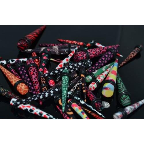 Print ear tapers body jewelry lots 120pcs mix sizes stretching ear free shipping 3mm 4mm 5mm 6mm 8mm 10mm