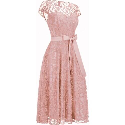 Embroidery floral lace patchwork midi dresses women sexy see-through mesh dress slim waist bowknot sashes dress