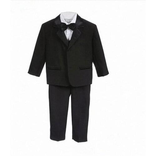 High Quality Baby boy tuxedo suit for wedding child blazer clothing set 5pcs:coat+vest+shirt+tie+pants boy formal dress 1-3year
