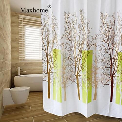 Happy Tree Bathroom Waterproof Polyester Shower Curtain With 12pcs Curtains Hooks Rings Home Deco Accessories Bath Curtain