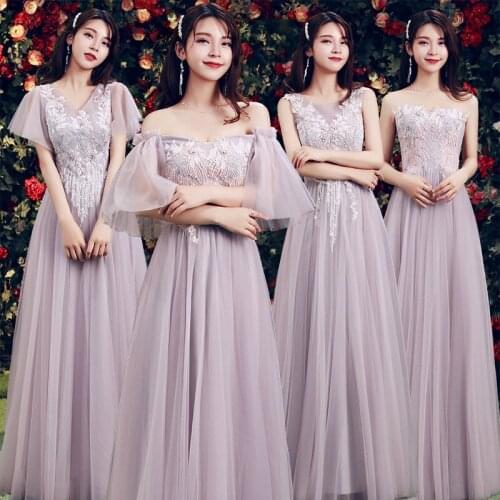 Women Elegant Exquisite Applique Evening Party Dress Temperament Vintage Banquet Gown Sweet Mesh Bridal Wedding Dresses