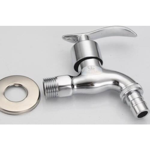 1pc Zinc Alloy Chrome Faucet Quick Open Faucet 4 Points Washing Machine Tap