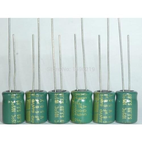10pcs 68uF 50V SANYO 8x11.5mm Original 50V68uF Aluminum Electrolytic Capacitors