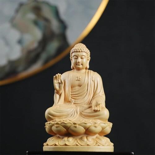 13cm Boxwood Wood Statue Zen Boxwood Figure Statue Real Wood Office Decoration Wood Sculpture Buddha Collection