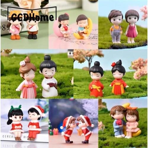 2pcs/Set Figures Lover Couple DIY Mini Fairy Garden Ornament Doll Couple Gift Figurines Miniature Home Decoration