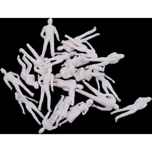20pcs 1/50 scale model white figures/people for train layout