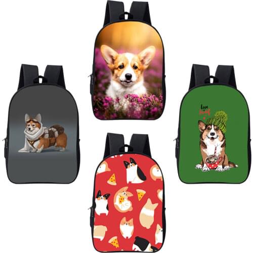 3D Pet Dog Welsh Corgi Pembroke Backpacks Sac A Dos Kawaii Mochila Children School Bags Kids Canvas Bookbag Women Travel Bags