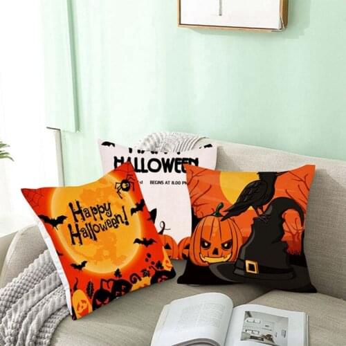 45cm*45cm Vintage Happy Halloween Peach Skin Throw Pillow Covers Cushion Cover Home Decor Pillowcase