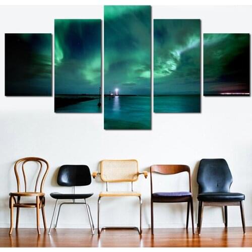 5 Panels Wall Art Canvas Modern Wall Paintings Storm Landscape Oil Painting Home Decor Canvas Prints Frameless For Living Room