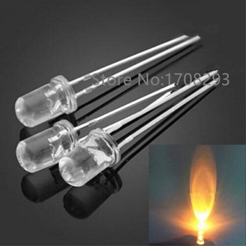 50Pcs LED Flashing 5mm Yellow (or red blue) Diode Round Blinking Candle Light Transparent LED Emitting Diode Bulb